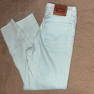 LEVIS blue-washed wedgie skinny frayed jeans